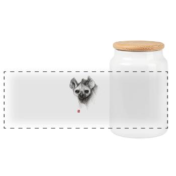 Sketchy Hyene - Boîte à biscuits avec couvercle en bois - blanc - Devant