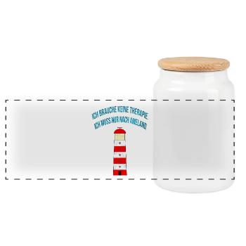 Therapie? - Ich muss nur nach Ameland. - Panorama Keksdose mit Holzdeckel - Weiß - Vorne