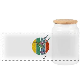 Humming-bird - Panoramic Cookie Jar with Wooden Lid - white - Front