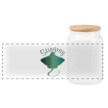 Ray stingray stingray gift - Panoramic Cookie Jar with Wooden Lid - white - Front