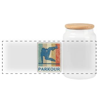 Vintage Retro Style Le Parkour Freerunning Sport - Panoramic Cookie Jar with Wooden Lid - white - Front