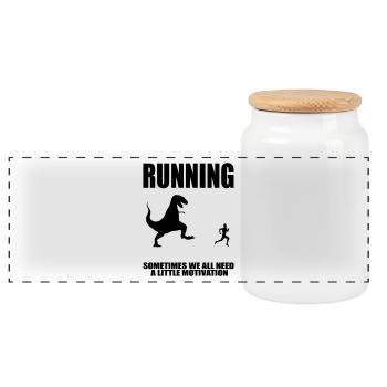 motivation de courir - Boîte à biscuits avec couvercle en bois - blanc - Devant