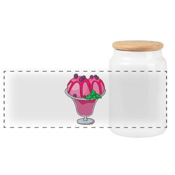 Ice cream ice cream ice cream ice cream ball ice cream sundae - Panoramic Cookie Jar with Wooden Lid - white - Front