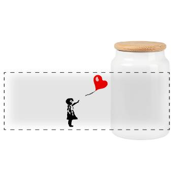 Ballon enfant - Boîte à biscuits avec couvercle en bois - blanc - Devant