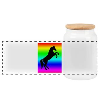 Rainbow Horse - Panoramic Cookie Jar with Wooden Lid - white - Front