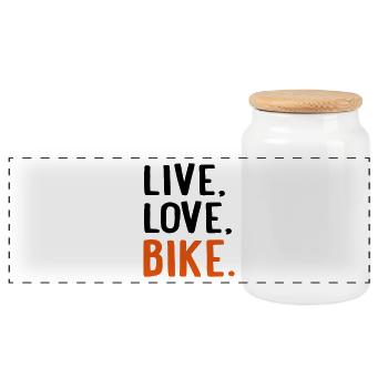 Bike - Panoramic Cookie Jar with Wooden Lid - white - Front