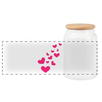 Little hearts heart pattern pink love gift - Panoramic Cookie Jar with Wooden Lid - white - Front