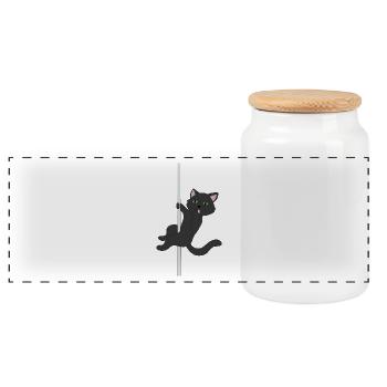 Chat noir chat noir pole dance meow - Boîte à biscuits avec couvercle en bois - blanc - Devant