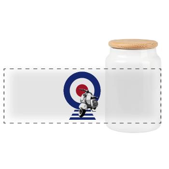 Mod Target Scooter - Panoramic Cookie Jar with Wooden Lid - white - Front