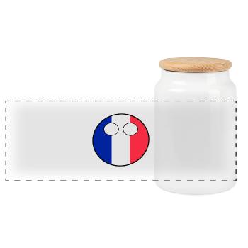 Countryball Country Home France - Panoramic Cookie Jar with Wooden Lid - white - Front