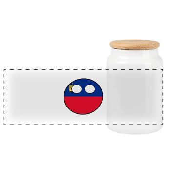 Countryball Land Heimat Liechtenstein - Panorama Keksdose mit Holzdeckel - Weiß - Vorne
