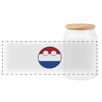 Countryball Land Heimat Niederlande - Panorama Keksdose mit Holzdeckel - Weiß - Vorne
