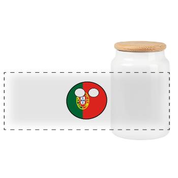 Countryball Land Heimat Portugal - Panorama Keksdose mit Holzdeckel - Weiß - Vorne