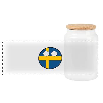 Countryball Country Home Sweden - Panoramic Cookie Jar with Wooden Lid - white - Front