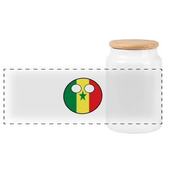 Countryball Land Heimat Senegal - Panorama Keksdose mit Holzdeckel - Weiß - Vorne