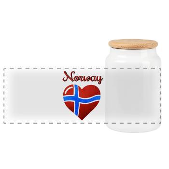 The flag of Norway, Norges flagg - Panoramic Cookie Jar with Wooden Lid - white - Front