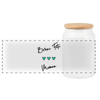 MAMAN. FÊTE DES MÈRES. BONNE FÊTE MAMAN. JE T'AIME - Boîte à biscuits avec couvercle en bois - blanc - Devant
