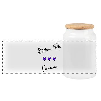 BONNE FÊTE MAMAN. MAMAN. FÊTE DES MÈRES. JE T'AIME - Boîte à biscuits avec couvercle en bois - blanc - Devant