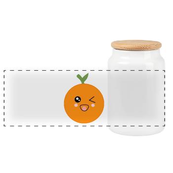 Kawaii Oranges Kawaii Fruits Kawaii Fruit - Panoramic Cookie Jar with Wooden Lid - white - Front