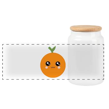 Kawaii Oranges Kawaii Fruits Kawaii Fruit - Panoramic Cookie Jar with Wooden Lid - white - Front