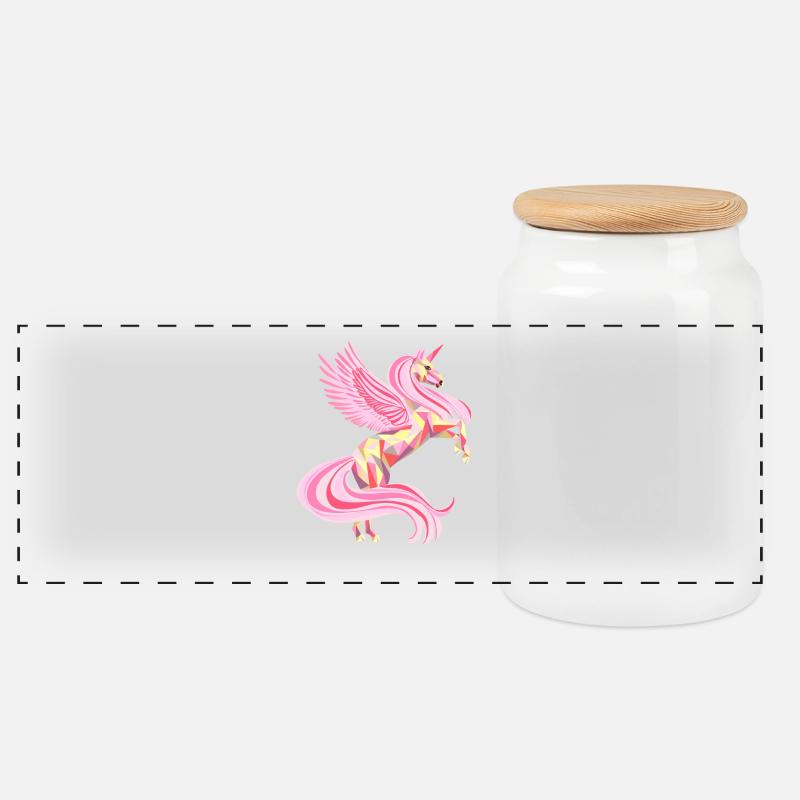 Zauberhaftes Einhorn in hellem rosa - Panorama Keksdose mit Holzdeckel - Weiß