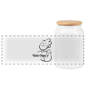 Bester Papa und Sohn Illustration - Panorama Keksdose mit Holzdeckel - Weiß - Vorne