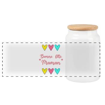 FÊTE DES MÈRES. BONNE FÊTE MAMAN. MAMAN. COEUR - Boîte à biscuits avec couvercle en bois - blanc - Devant