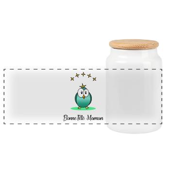 BONNE FÊTE MAMAN. MAMAN. FÊTE DES MÈRES. FÊTE - Boîte à biscuits avec couvercle en bois - blanc - Devant
