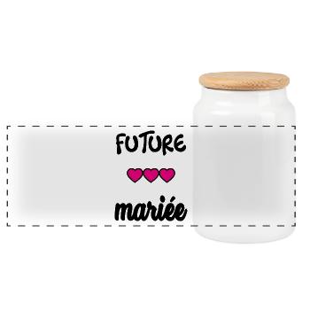 EVJF. MARIEE. TEAM. TEAM MARIEE. FUTURE MARIEE - Boîte à biscuits avec couvercle en bois - blanc - Devant