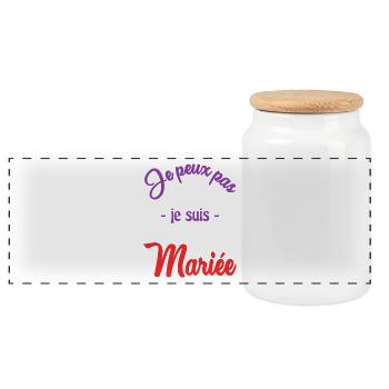 WEDDING. BRIDE-TO-BE - Panoramic Cookie Jar with Wooden Lid - white - Front