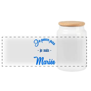 WEDDING. HEART. COUPLE. JUST MARRIED. Bachelorette party - Panoramic Cookie Jar with Wooden Lid - white - Front