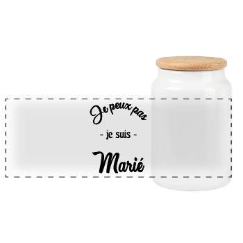 JE PEUX PAS. MARIE. EVJF - Boîte à biscuits avec couvercle en bois - blanc - Devant