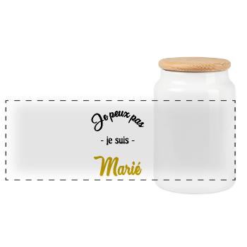 JUST MARRIED. EVJF - Boîte à biscuits avec couvercle en bois - blanc - Devant