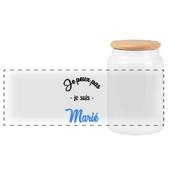 JUST MARRIED. EVJF. SAINT VALENTIN. COUPLE - Boîte à biscuits avec couvercle en bois - blanc - Devant