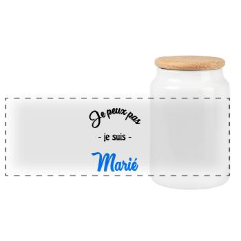 JE PEUX PAS. MARIE - Boîte à biscuits avec couvercle en bois - blanc - Devant