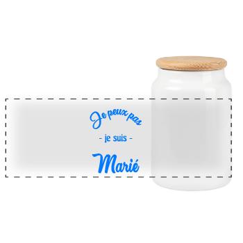 JUST MARRIED. EVJF. SAINT VALENTIN. COUPLE - Boîte à biscuits avec couvercle en bois - blanc - Devant