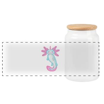 Unicorm axolotl - Boîte à biscuits avec couvercle en bois - blanc - Devant
