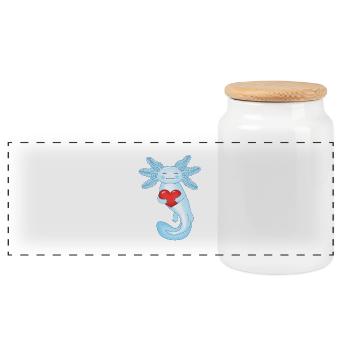 Axolotl de la Saint-Valentin - Boîte à biscuits avec couvercle en bois - blanc - Devant