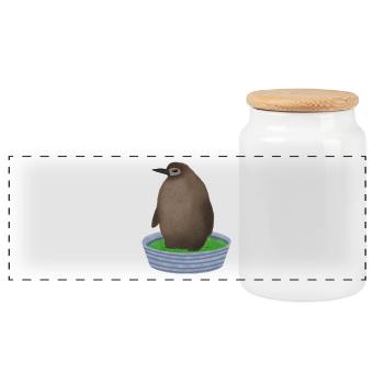 Pesto-Pinguin - Panorama Keksdose mit Holzdeckel - Weiß - Vorne