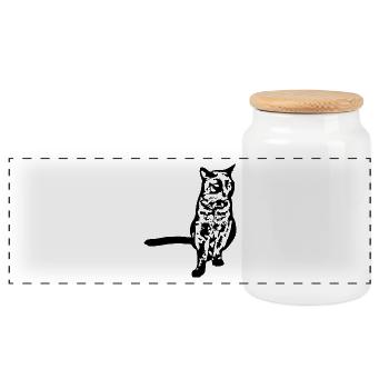 Black Cat Cat Black Cats Gift - Panoramic Cookie Jar with Wooden Lid - white - Front