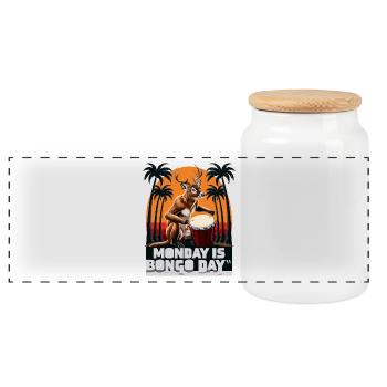 Singe renne - Boîte à biscuits avec couvercle en bois - blanc - Devant
