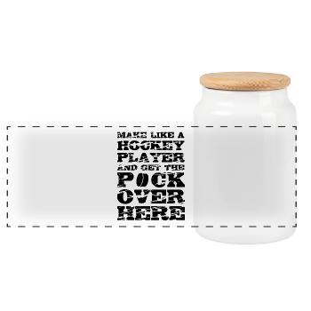 Make Like A Hockey Player - Panoramic Cookie Jar with Wooden Lid - white - Front