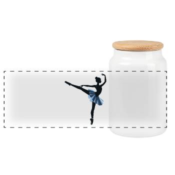 Black and White Ballet Dancer Illustration - Panorama Keksdose mit Holzdeckel - Weiß - Vorne