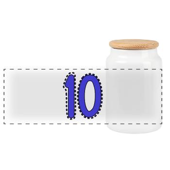 10. 10 JAHRE. 10-JÄHRIGES JUBILÄUM. 10-JÄHRIGES JUBILÄUM. - Panorama Keksdose mit Holzdeckel - Weiß - Vorne