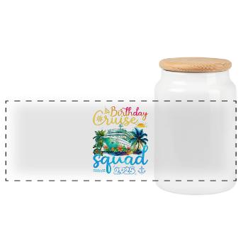 Birthday Cruise Squad 2025 - Panoramic Cookie Jar with Wooden Lid - white - Front