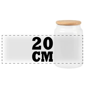 20 cm - Panoramic Cookie Jar with Wooden Lid - white - Front