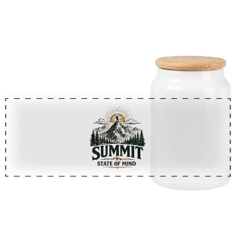 Summit State of Mind | Hiking Design - Panorama Keksdose mit Holzdeckel - Weiß - Vorne