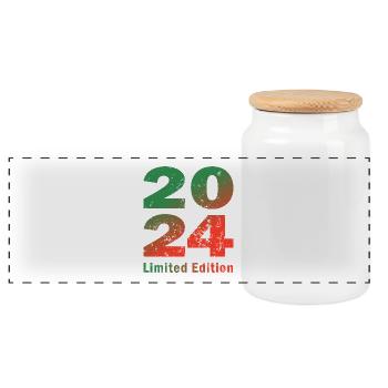 Né en 2024, combinaison en édition limitée - Boîte à biscuits avec couvercle en bois - blanc - Devant