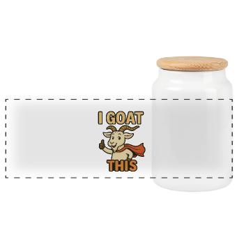i Goat this Goat this Goat Superhero T-Shirt - Panoramic Cookie Jar with Wooden Lid - white - Front