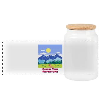 Retro Gaming Abenteuer - Panorama Keksdose mit Holzdeckel - Weiß - Vorne